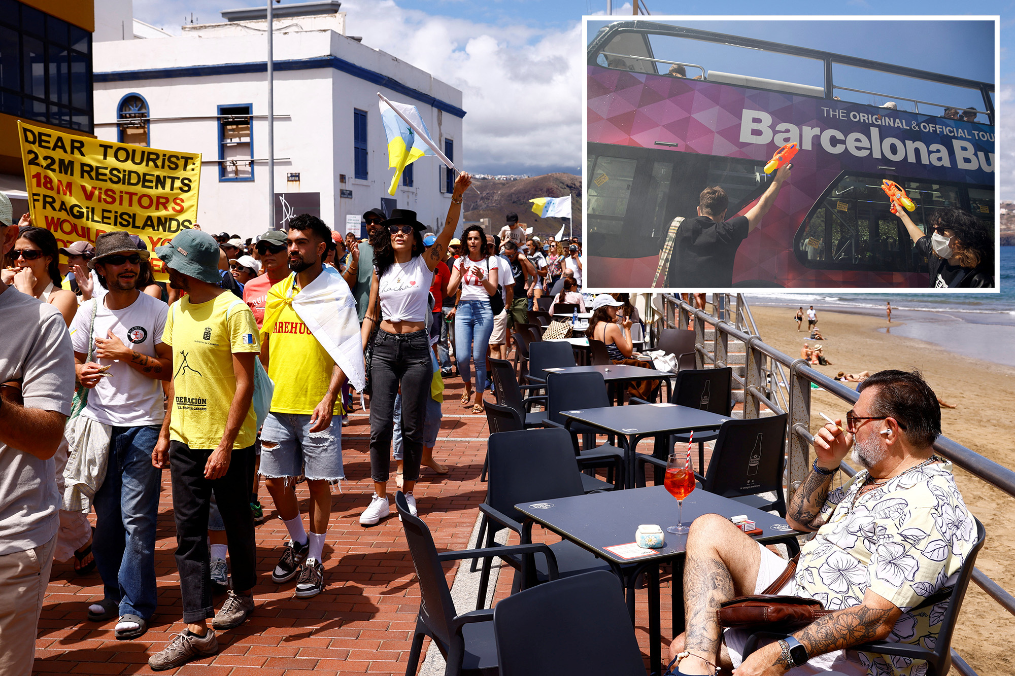 Furious Europeans are aimed at tourist buses, attractions with water weapons in protests against anticorism